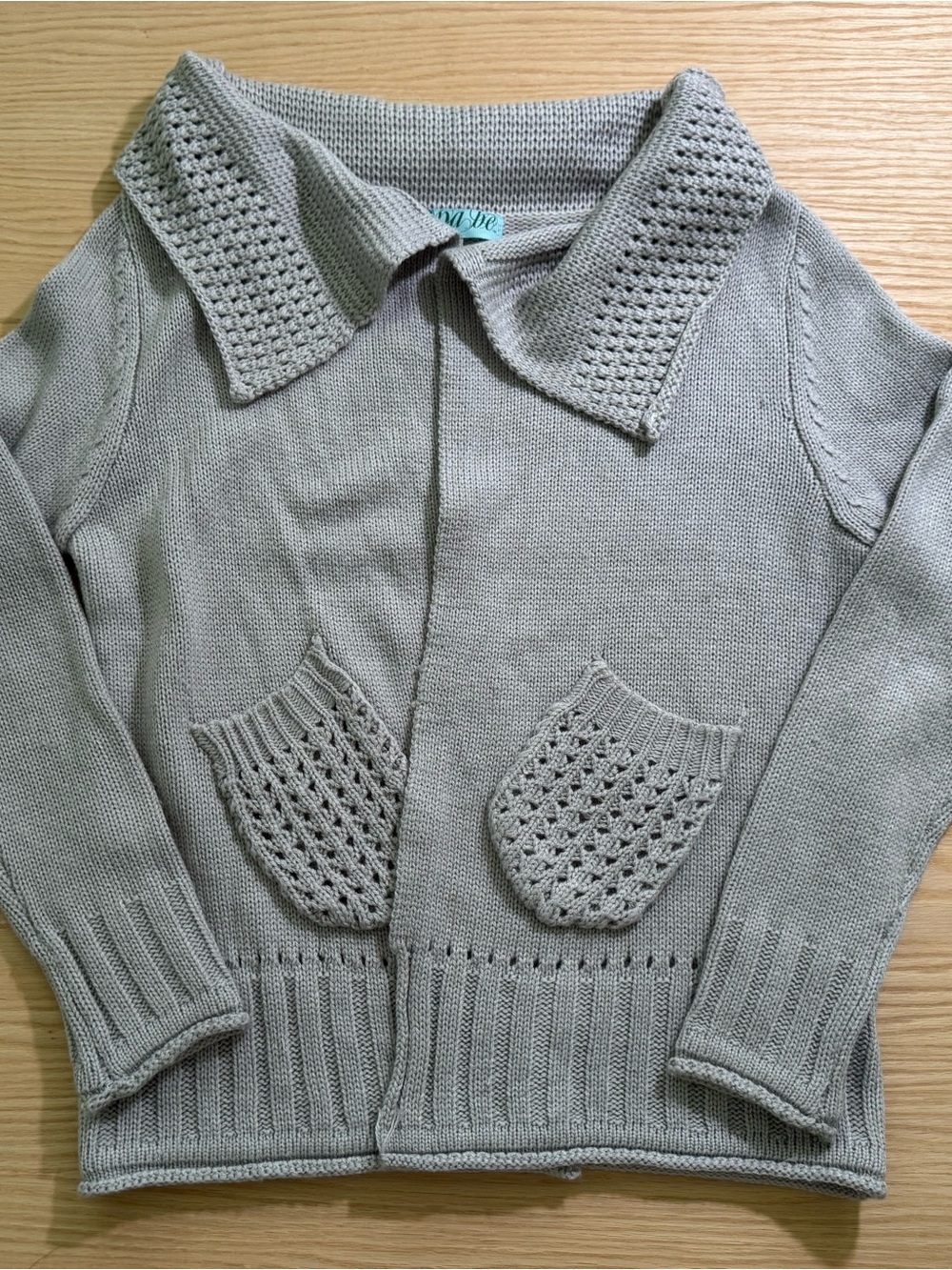 dina be Gray Knit Collared Cardigan Sweater